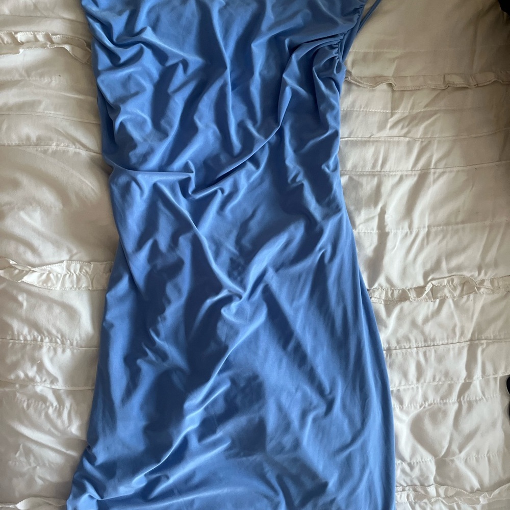 Blue Mini dress with open back detail